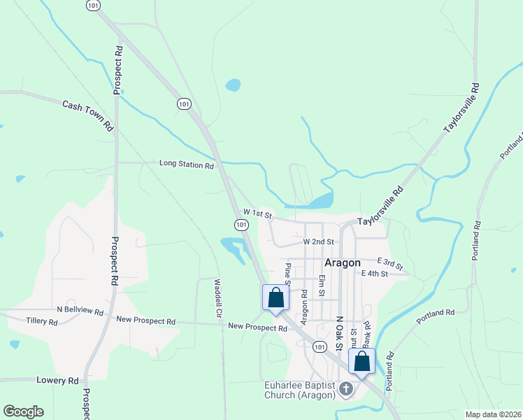 map of restaurants, bars, coffee shops, grocery stores, and more near 10 West 1st Street in Aragon