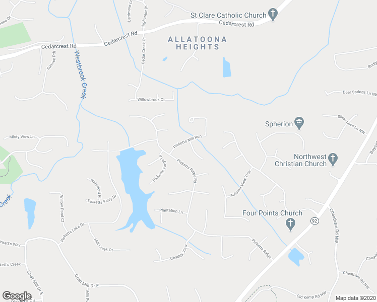 map of restaurants, bars, coffee shops, grocery stores, and more near 36 Cross Branches in Acworth