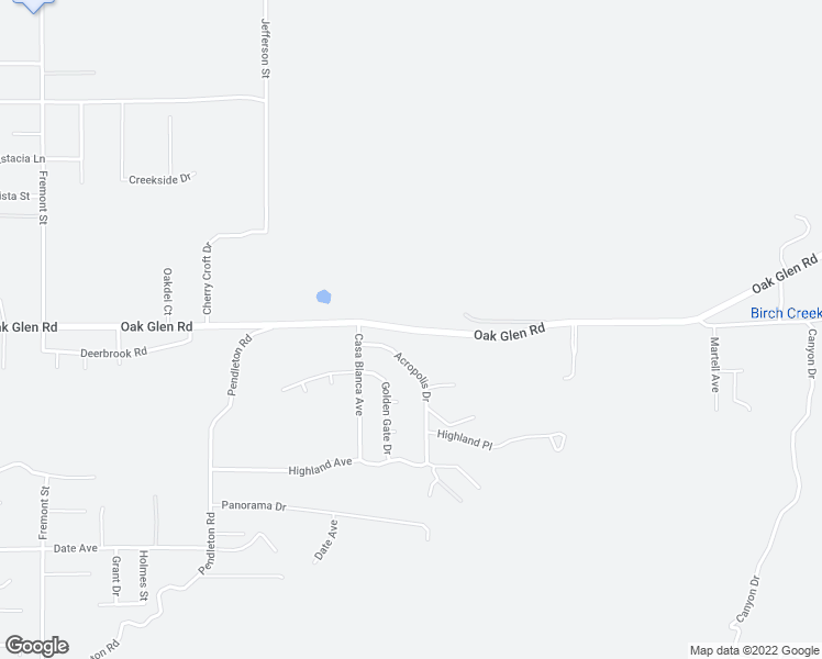 map of restaurants, bars, coffee shops, grocery stores, and more near Oak Glen Road in Yucaipa