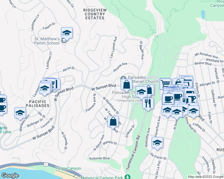 map of restaurants, bars, coffee shops, grocery stores, and more near 748 Muskingum Avenue in Los Angeles