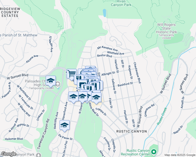 map of restaurants, bars, coffee shops, grocery stores, and more near 1051 Embury Street in Los Angeles