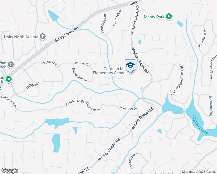 map of restaurants, bars, coffee shops, grocery stores, and more near 4066 Sweat Creek Cove in Marietta