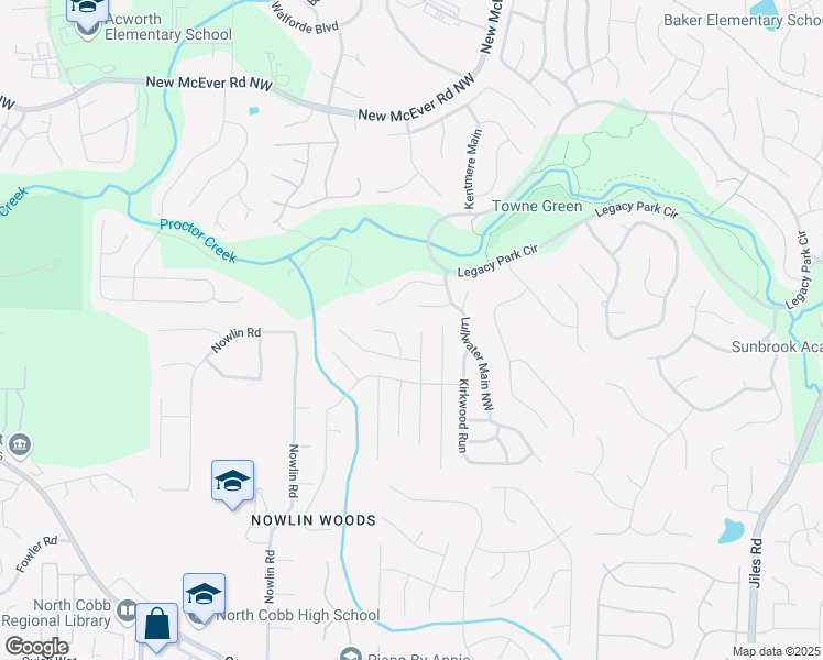 map of restaurants, bars, coffee shops, grocery stores, and more near 3821 Harris Blvd NW in Kennesaw