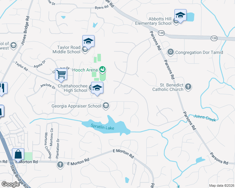 map of restaurants, bars, coffee shops, grocery stores, and more near 10985 Wilshire Chase Drive in Duluth