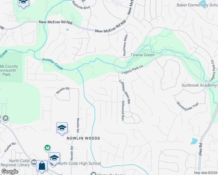 map of restaurants, bars, coffee shops, grocery stores, and more near 3821 Harris Boulevard Northwest in Kennesaw