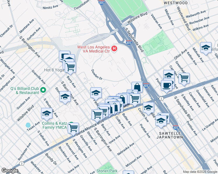 map of restaurants, bars, coffee shops, grocery stores, and more near 1412 Butler Avenue in Los Angeles