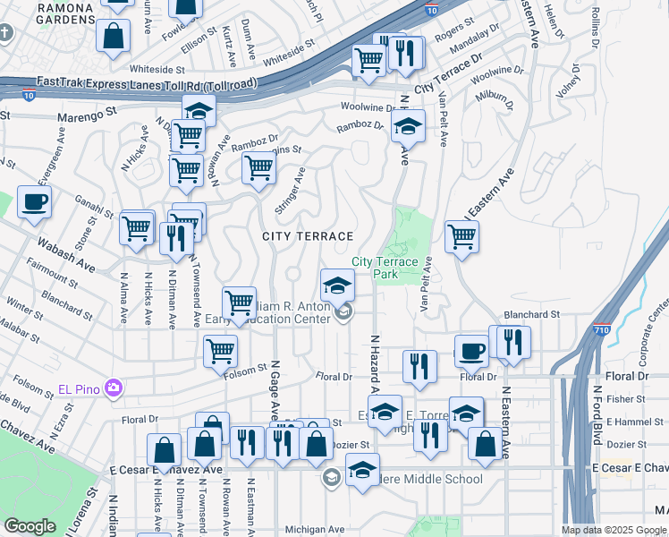 map of restaurants, bars, coffee shops, grocery stores, and more near 3929 Dobinson Street in Los Angeles