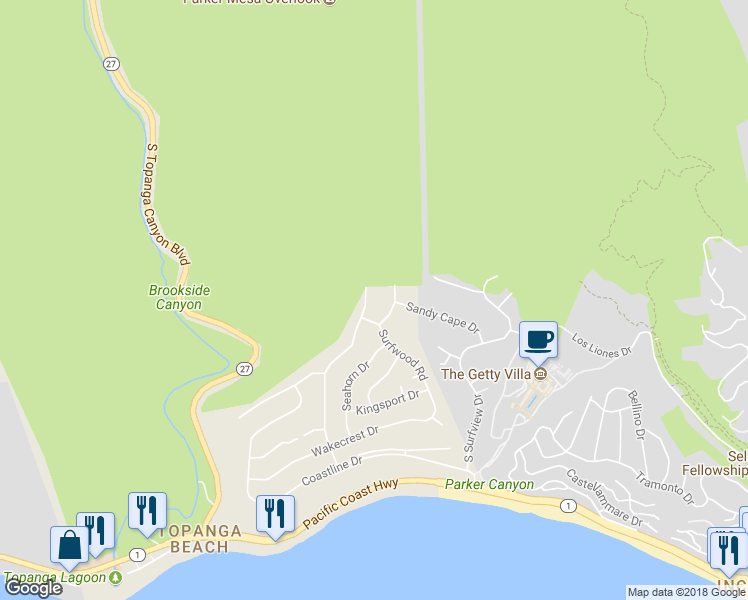 map of restaurants, bars, coffee shops, grocery stores, and more near 3434 Shoreheights Drive in Malibu