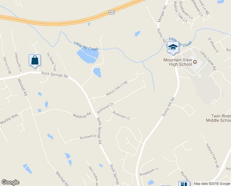 map of restaurants, bars, coffee shops, grocery stores, and more near 1929 Manor Oak Lane in Buford