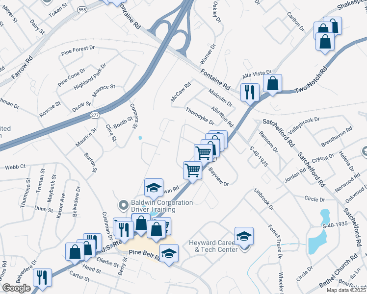 map of restaurants, bars, coffee shops, grocery stores, and more near 214 Ferrell Drive in Columbia