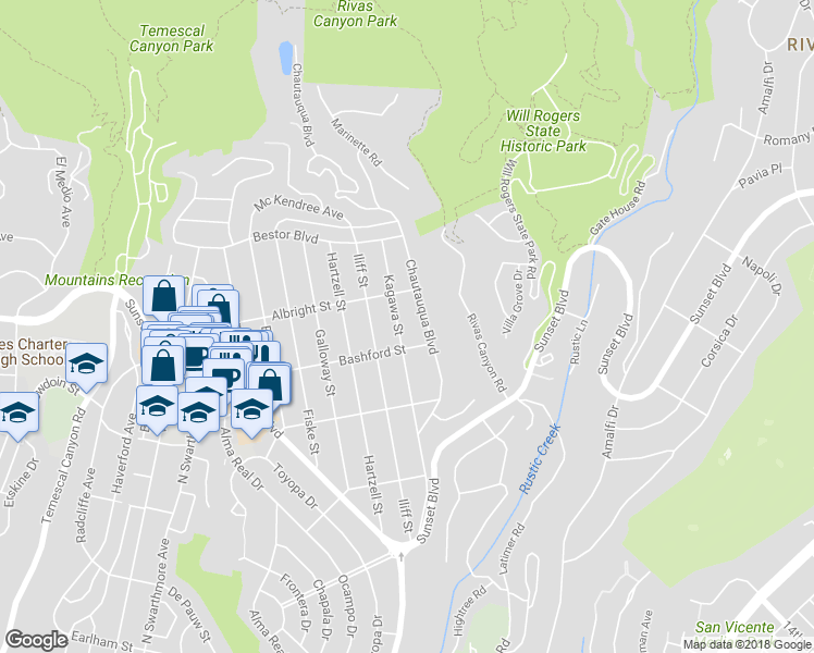 map of restaurants, bars, coffee shops, grocery stores, and more near 1024 Kagawa Street in Los Angeles