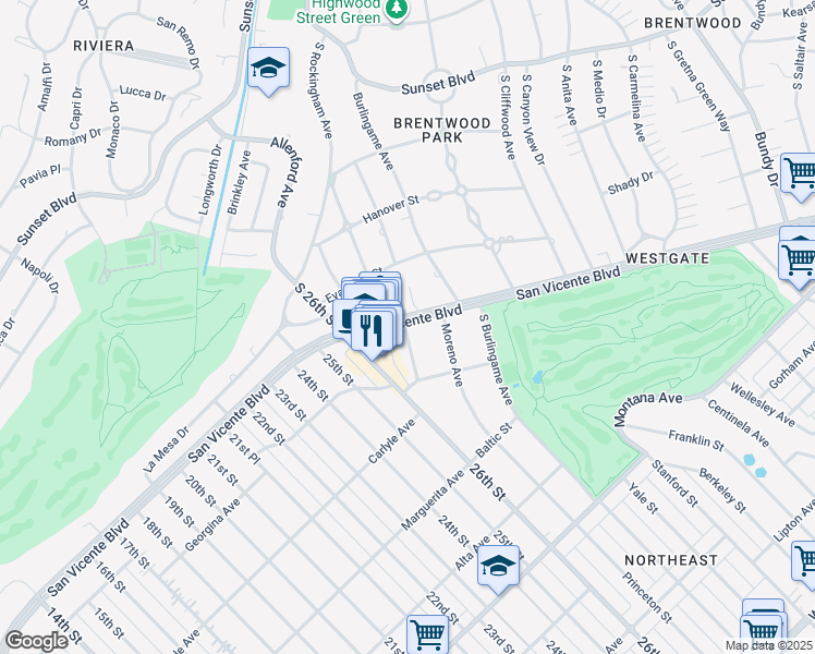 map of restaurants, bars, coffee shops, grocery stores, and more near 505 Avondale Avenue in Los Angeles