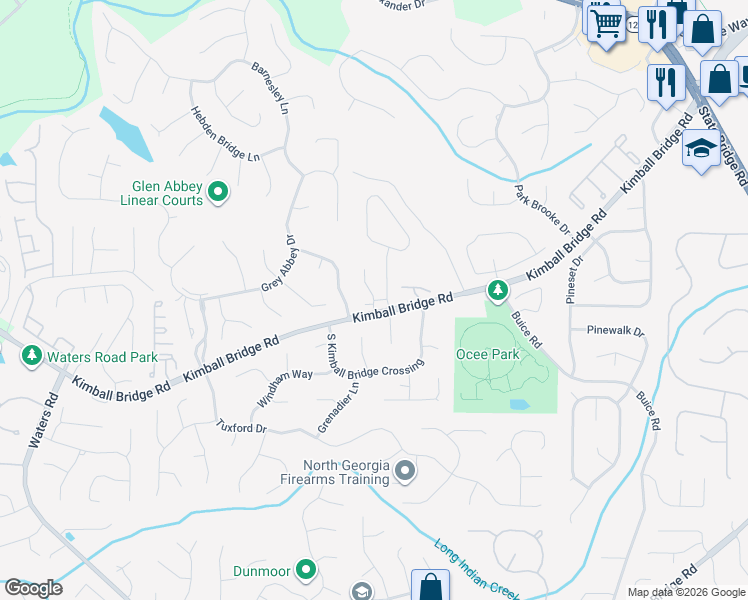 map of restaurants, bars, coffee shops, grocery stores, and more near 10907 Estates Terrace in Alpharetta