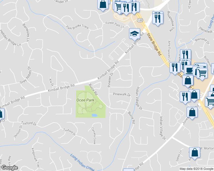 map of restaurants, bars, coffee shops, grocery stores, and more near 4140 Pineset Drive in Alpharetta