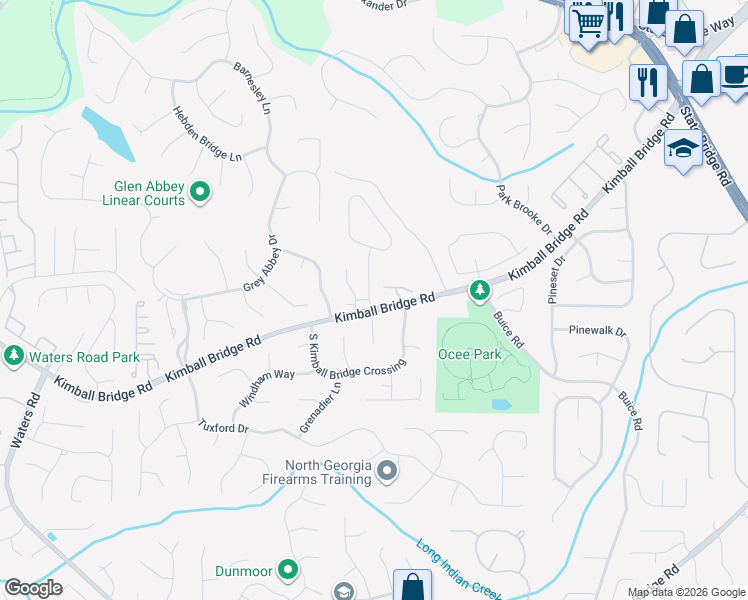 map of restaurants, bars, coffee shops, grocery stores, and more near 10907 Estates Terrace in Alpharetta