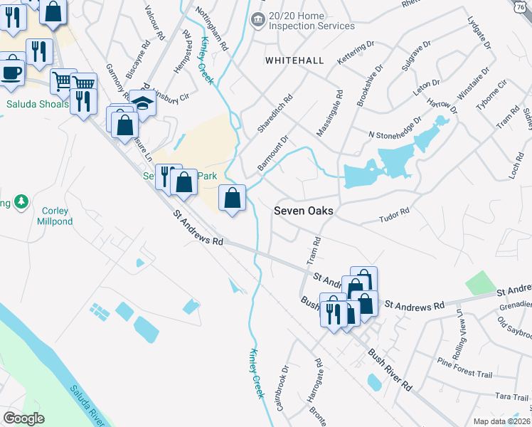 map of restaurants, bars, coffee shops, grocery stores, and more near 181 Banbury Road in Columbia