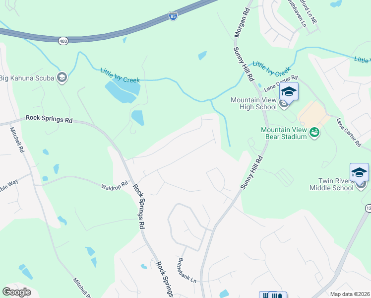map of restaurants, bars, coffee shops, grocery stores, and more near 1986 Rocksram Drive in Buford