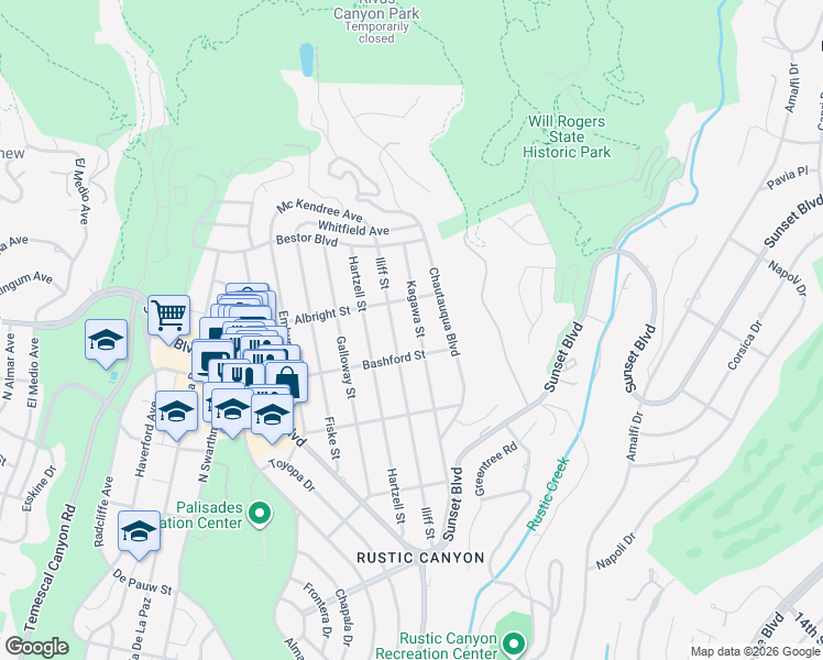 map of restaurants, bars, coffee shops, grocery stores, and more near 1027 Kagawa Street in Los Angeles