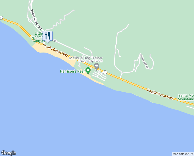 map of restaurants, bars, coffee shops, grocery stores, and more near 11874 South Beach Club Way in Malibu