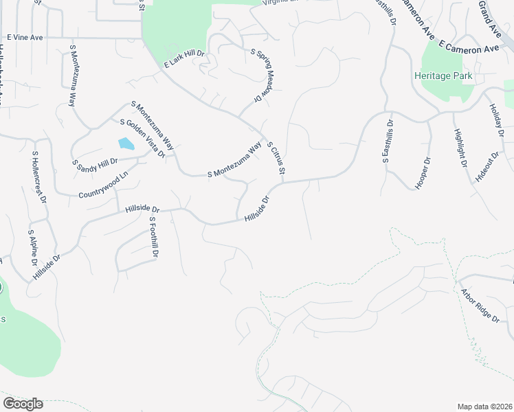 map of restaurants, bars, coffee shops, grocery stores, and more near 2969 Hillside Drive in West Covina