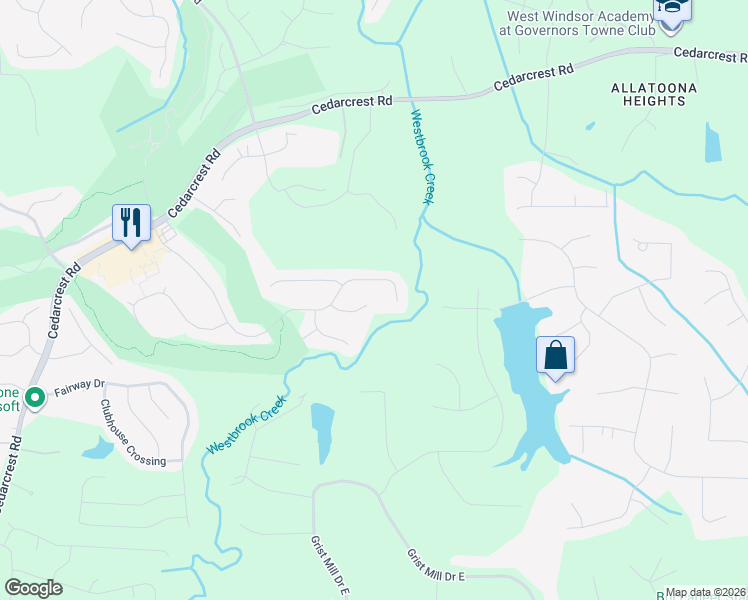 map of restaurants, bars, coffee shops, grocery stores, and more near 110 Heatherwood Trace in Acworth