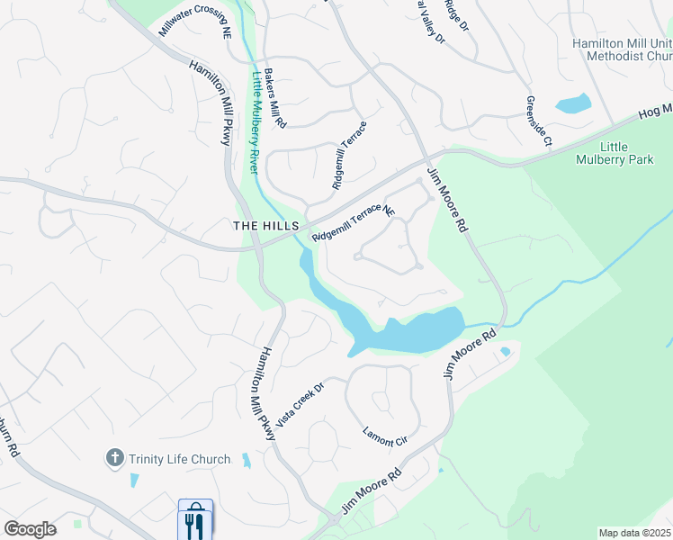 map of restaurants, bars, coffee shops, grocery stores, and more near 1701 Mulberry Lake Drive in Dacula