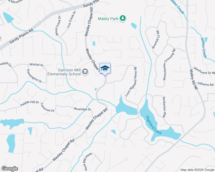 map of restaurants, bars, coffee shops, grocery stores, and more near 4021 Wesley Chapel Road in Marietta