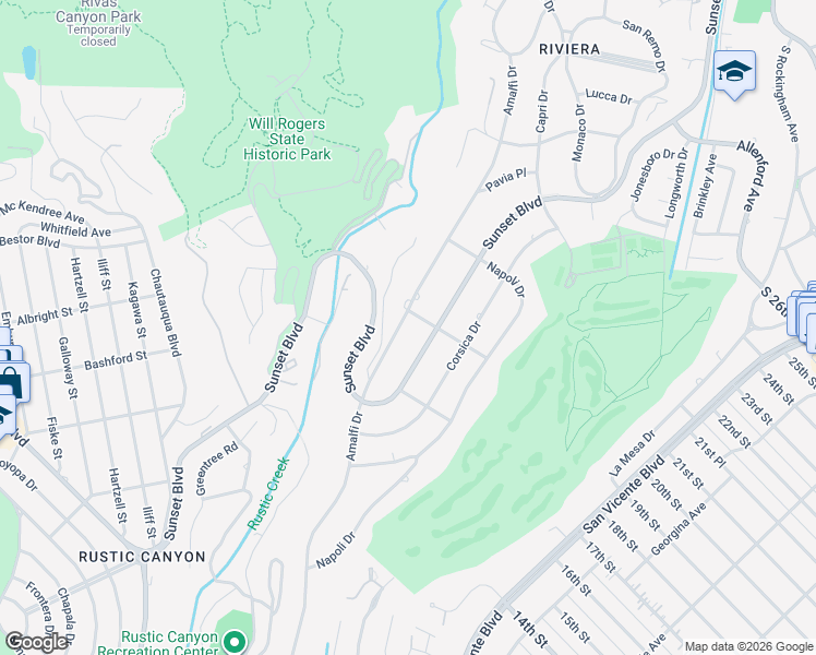 map of restaurants, bars, coffee shops, grocery stores, and more near 1072 Amalfi Drive in Los Angeles