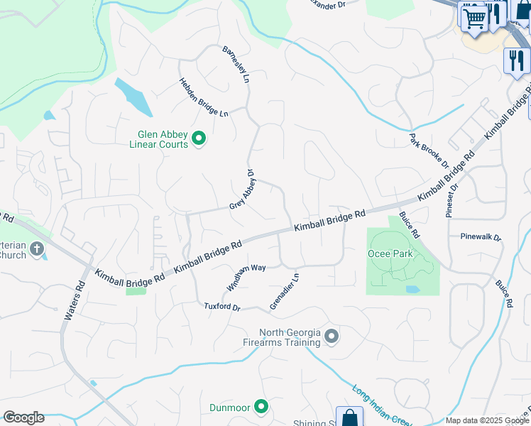 map of restaurants, bars, coffee shops, grocery stores, and more near 340 Kincardine Way in Alpharetta