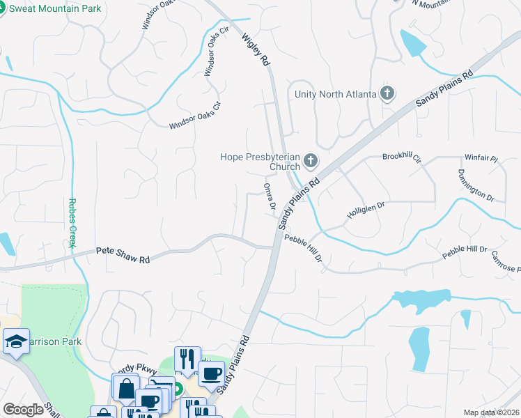 map of restaurants, bars, coffee shops, grocery stores, and more near 3275 Selma Court in Marietta