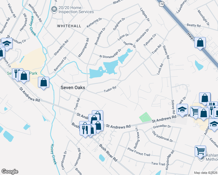 map of restaurants, bars, coffee shops, grocery stores, and more near 230 Tudor Road in Columbia