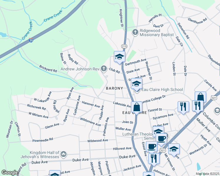 map of restaurants, bars, coffee shops, grocery stores, and more near 4828 Barony Court in Columbia