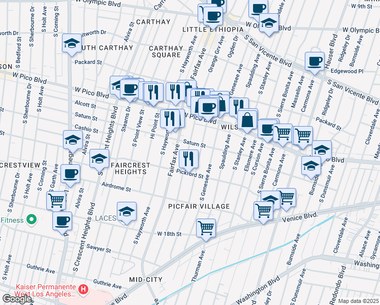 map of restaurants, bars, coffee shops, grocery stores, and more near 1522 Orange Grove Avenue in Los Angeles