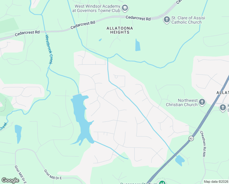 map of restaurants, bars, coffee shops, grocery stores, and more near 36 Cross Branches in Acworth