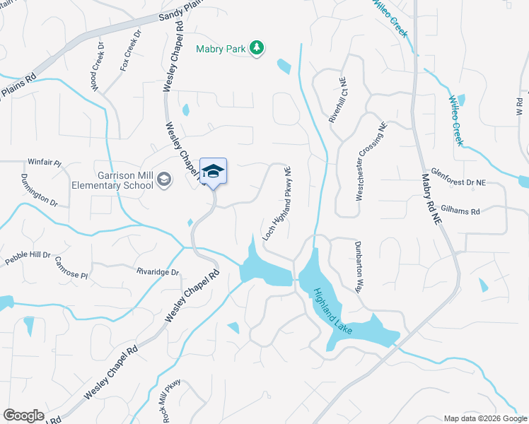 map of restaurants, bars, coffee shops, grocery stores, and more near 4251 Turnberry Trail in Roswell