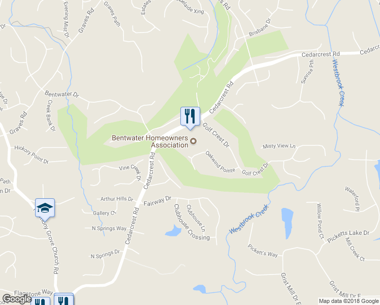 map of restaurants, bars, coffee shops, grocery stores, and more near 12 Hayworth Place in Acworth