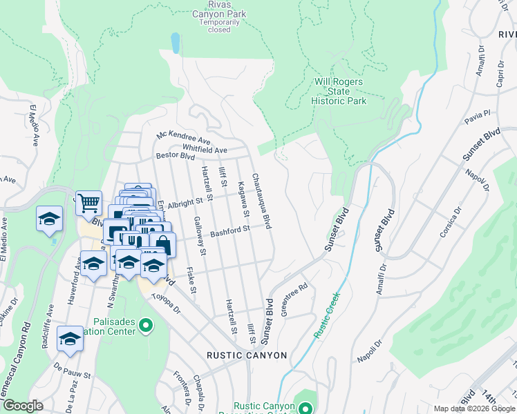map of restaurants, bars, coffee shops, grocery stores, and more near 1035 Chautauqua Boulevard in Los Angeles