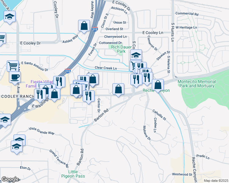 map of restaurants, bars, coffee shops, grocery stores, and more near in Colton