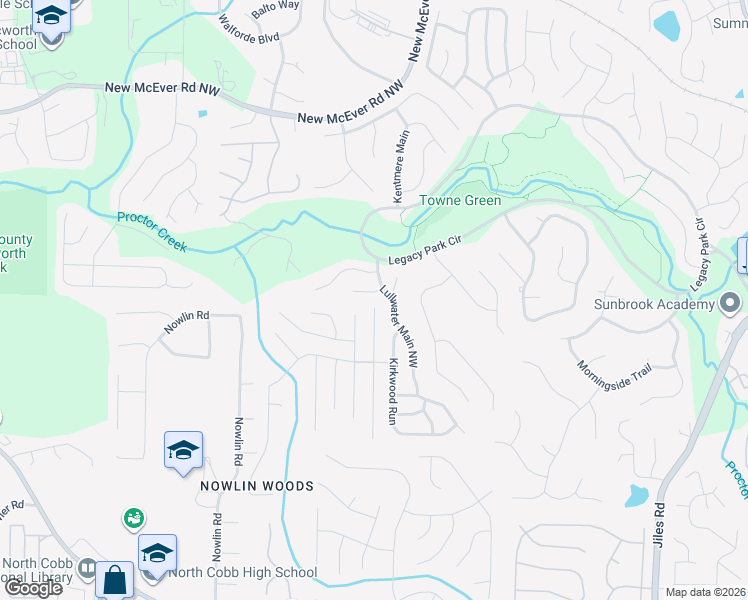 map of restaurants, bars, coffee shops, grocery stores, and more near 3033 Langley Close Northwest in Kennesaw