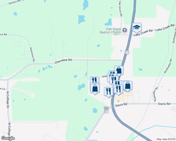 map of restaurants, bars, coffee shops, grocery stores, and more near 218 Stephens Road in Cedartown