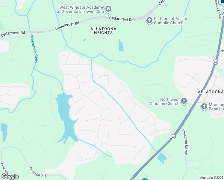 map of restaurants, bars, coffee shops, grocery stores, and more near 210 Picketts Mill Run in Acworth