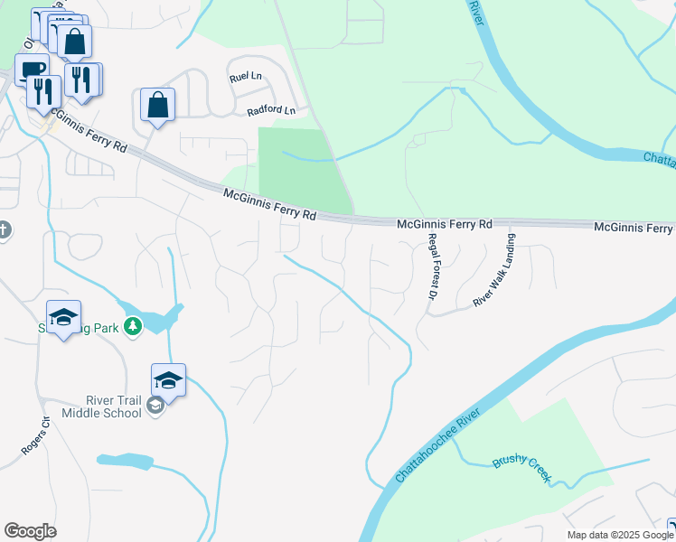 map of restaurants, bars, coffee shops, grocery stores, and more near 764 Morganton Drive in Suwanee