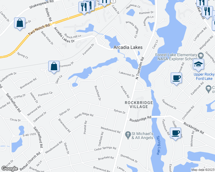 map of restaurants, bars, coffee shops, grocery stores, and more near 14 Coronet Drive in Columbia