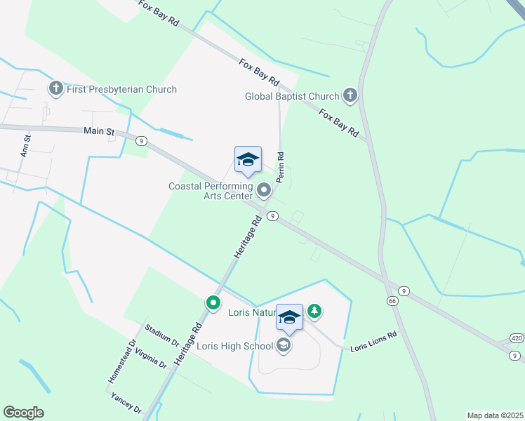 map of restaurants, bars, coffee shops, grocery stores, and more near 901 South Carolina 9 Business in Loris