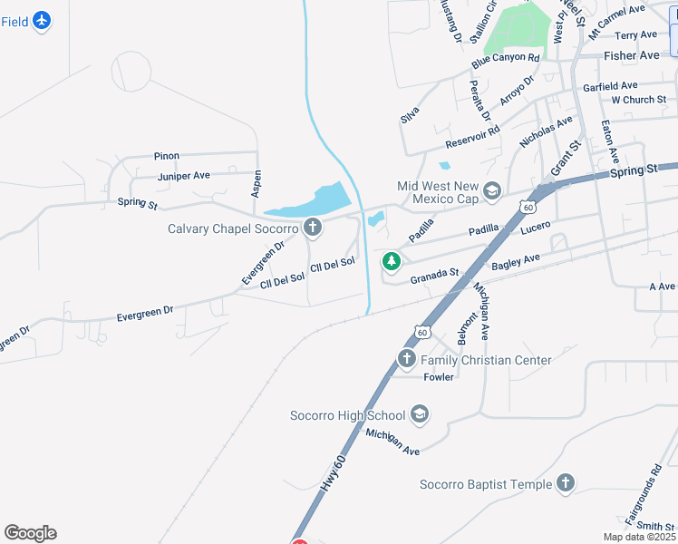map of restaurants, bars, coffee shops, grocery stores, and more near 906 Calle Del Sol in Socorro