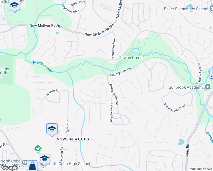 map of restaurants, bars, coffee shops, grocery stores, and more near 3033 Langley Close Northwest in Kennesaw