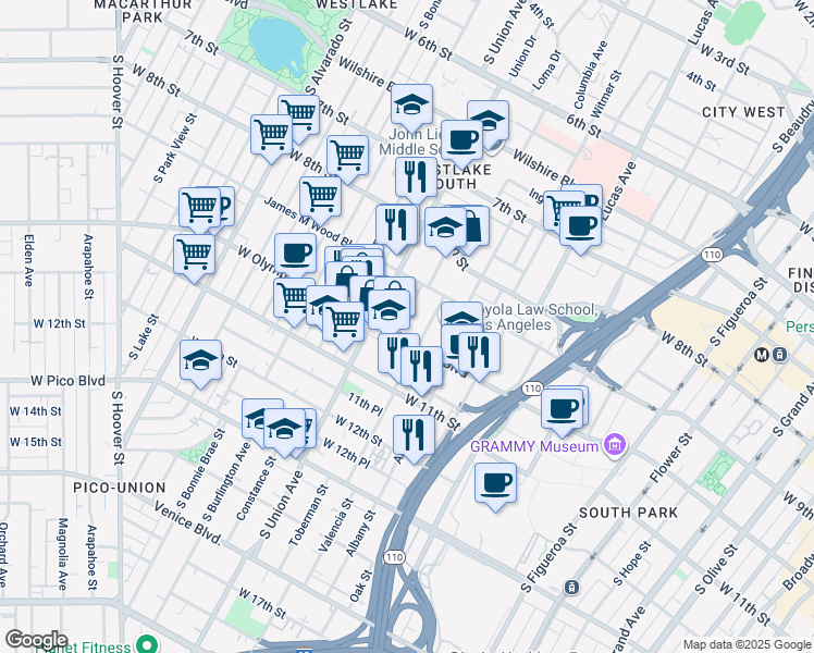 map of restaurants, bars, coffee shops, grocery stores, and more near 944 Grattan Street in Los Angeles