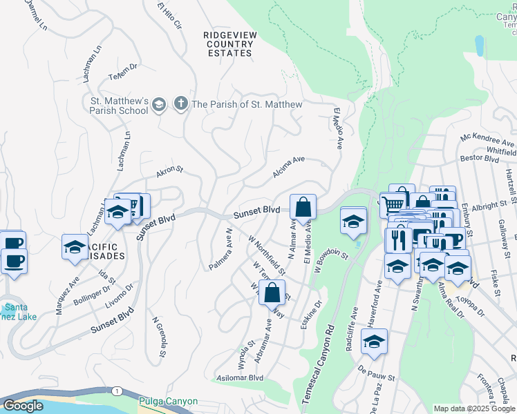 map of restaurants, bars, coffee shops, grocery stores, and more near 748 Muskingum Avenue in Los Angeles