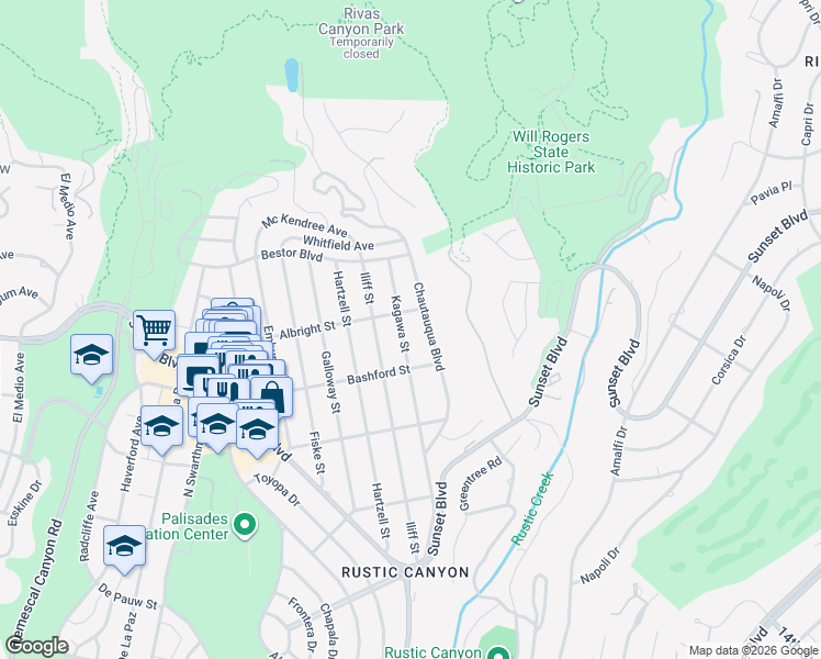 map of restaurants, bars, coffee shops, grocery stores, and more near 1042 Kagawa Street in Los Angeles