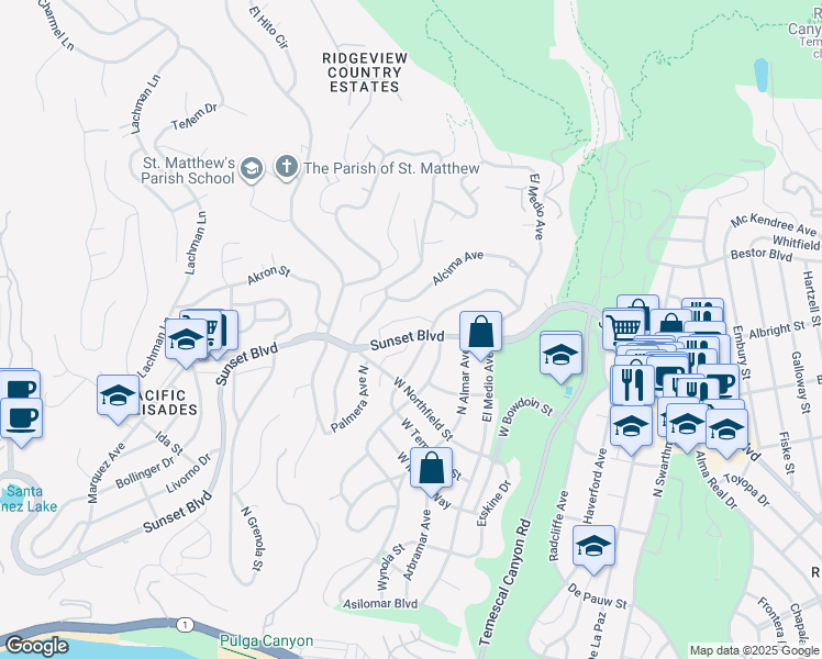 map of restaurants, bars, coffee shops, grocery stores, and more near 748 Muskingum Avenue in Los Angeles